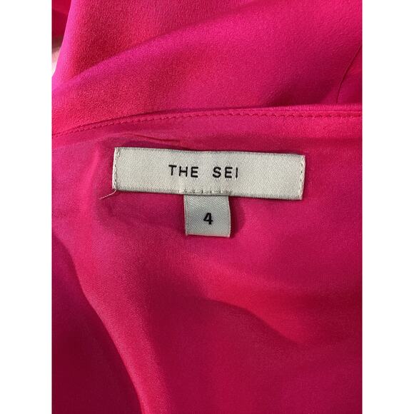 The Sei Asymmetrical Drape Pink Silk & Satin Gown Size 4 - Picture 4 of 4